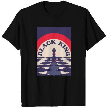 Discover vintagess Retro Flat Design Black King Chess On Checkerboard T-Shirts