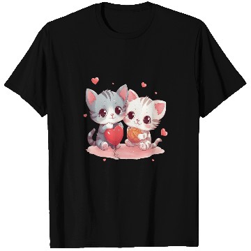 Discover Cute Kittens Hearts Knitting Wool Balls Cats Lover Design T-Shirts
