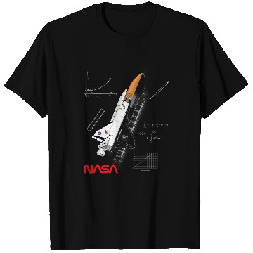 Discover NASA Space Shuttle chalk drawing Worm Logo T-Shirts