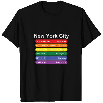 Discover New York City Pride Rainbow Flag Color Metro Train Lines T-Shirts