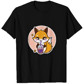 Discover Anime Fox Drinking Boba Milk Bubble Tea Kawaii 3 T-Shirts