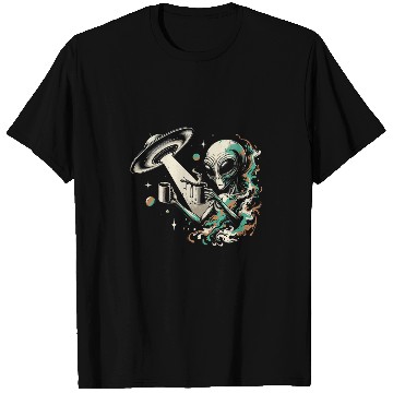 Discover Intergalactic Coffee Alien Coffee Grunge Art T-Shirts