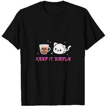 Discover Cat Coffee Cute Kawaii Keep It Simple Japanese Anime T-Shirts