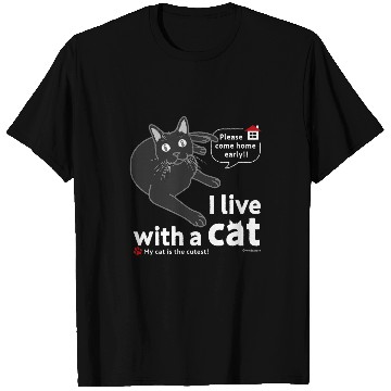 Discover I live with a cat CAT Solid Black version T-Shirts