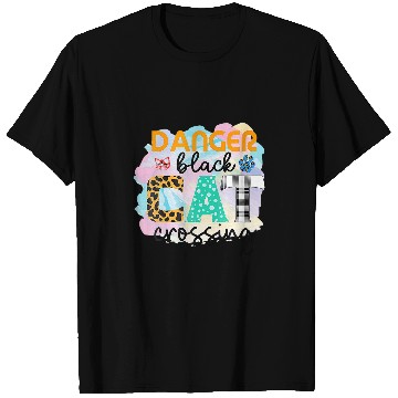 Discover Funny Danger black cats Crossing Graphic Patchwork 1 T-Shirts