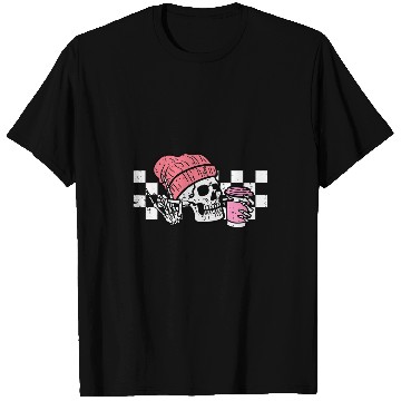 Discover Halloween Skeletons Pink Coffee Retro Costume Women Men Kids T-Shirts