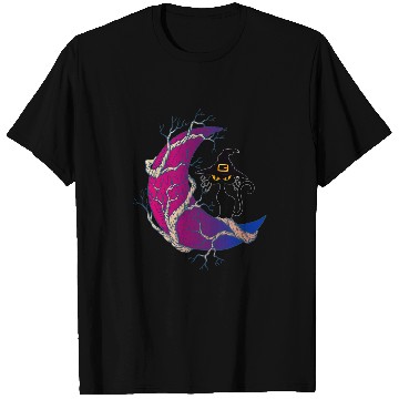 Discover Funny black cats Witch Moon Bisexuality Flag Bisexual Pride T-Shirts