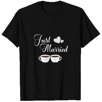 Discover Just Married Coffee Couples Wedding Honeymoon Bound T-Shirts