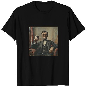 Discover Abraham Lincoln Drinking Beer Funny USA American Flag July 4 27 T-Shirts