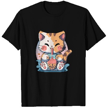Discover Cat Bubble Tea Boba Milk Tea Kawaii Anime Lover 1 T-Shirts