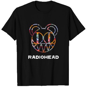 Discover Radiohead Colorful Strip Bear Head White T-Shirts