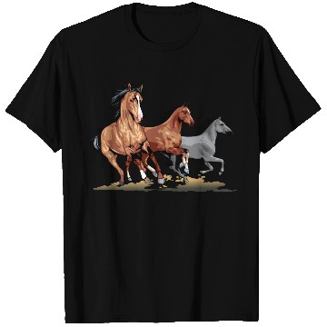 Discover Dynamic Running Horses Illustration T Shirts
