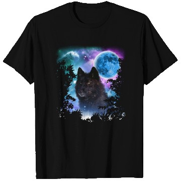 Discover Black Wolf MidNight Forest T Shirts