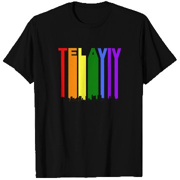 Discover Tel Aviv Israel Skyline Rainbow LGBT Gay Pride T Shirts