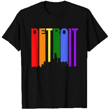 Discover Detroit Michigan Gay Pride Rainbow Skyline T Shirts