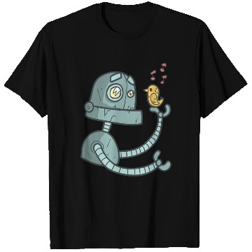 Discover Robot with a bird T Shirts