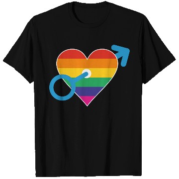 Discover Rainbow heart male T Shirts
