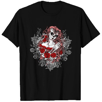 Discover Santa Muerte Holy Woman Skull Mexico Dead Saint T Shirts