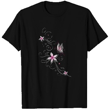 Discover Butterfly with Ornamental Flowers T Shirts