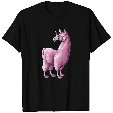 Discover Fluffy llama unicorn pink illustration cartoon T Shirts