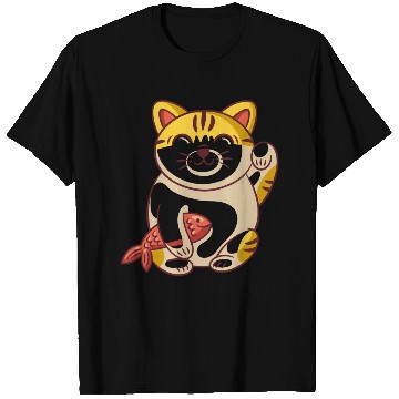 Discover Winking cat with fish T Shirts