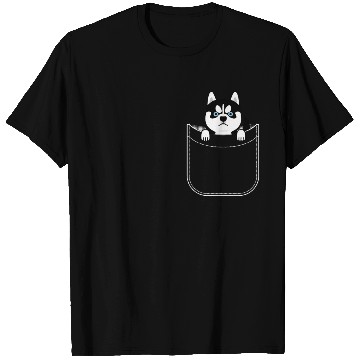 Discover Husky In Pocket Funny Cute Puppy Expression T Shirts