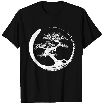 Discover Zen Bonsai Tree in Enso Circle (white) T Shirts
