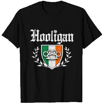 Discover Irish Hooligan Crest vintage distressed look T Shirts