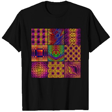 Discover 9 Panel Square Fractal Collage of Computer Art T Shirts