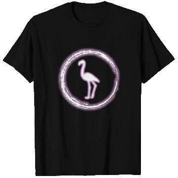 Discover Glow Circle Flamingo Bright Neon Glowing Effect T Shirts