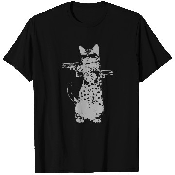 Discover Cat - gun kitty funny cat T Shirts