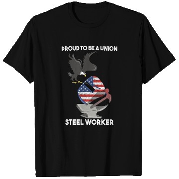 Discover UNION STEEL WORKER USA GIFT FUNNY DAD EAGLE HAMMER T Shirts