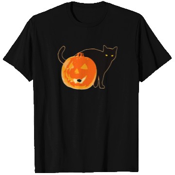 Discover Halloween Black Cat Jack o Lantern Pumpkin Funny T Shirts