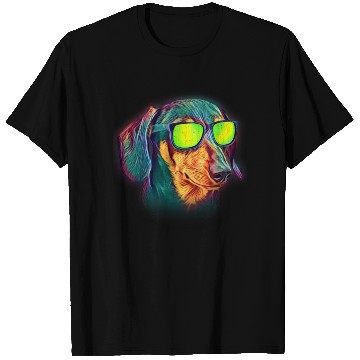 Discover Dachshund Colorful Neon Wiener Dog Sunglasses T Shirts