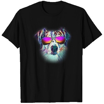 Discover Australian Shepherd Colorful Neon Dog Sunglasses T Shirts
