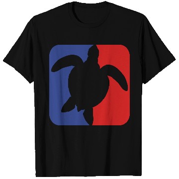 Discover red blue square button sea turtle silhouette outli T Shirts