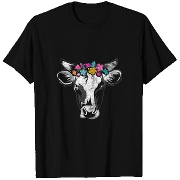 Discover Cow Land Flowers T Shirts
