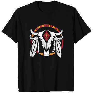 Discover Aztec Pattern Cow Skull Cowboy Indian Mexican T Shirts