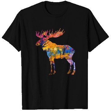 Discover Colorful Canadian Moose T Shirts Abstract Paint Wild