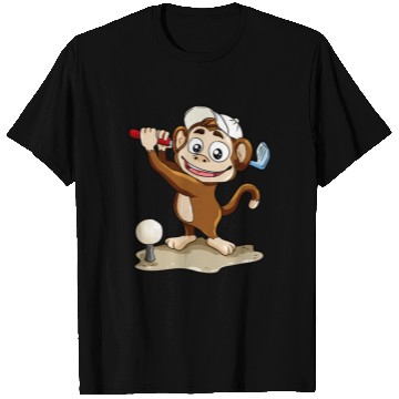 Discover Monkey Playing Golf Minigolf par stroke T Shirts hole