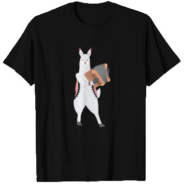 Discover Cute Alpaca Llama Playing Accordion Musician Gift T Shirts