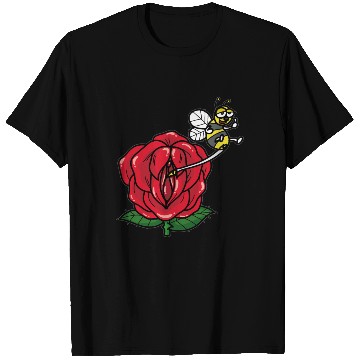 Discover FLOWER VAGINA Deflower Virgin Rose Bee funny T Shirts