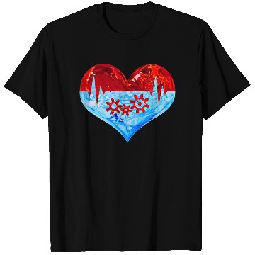 Discover Love Winter Heart Let it Snow Ski Snowboard Climb T Shirts