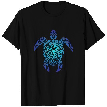Discover Tribal Sea Turtle Ocean Blue Hawaii Polynesian T Shirts