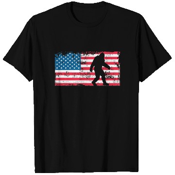 Discover Retro Bigfoot US Flag T Shirts