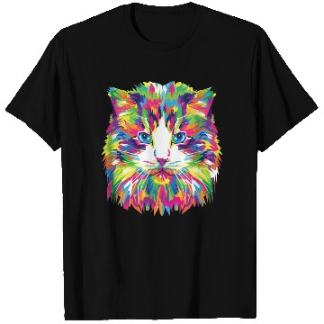 Discover Psychedelic Colorful Cat Abstract Kitten Bright T Shirts