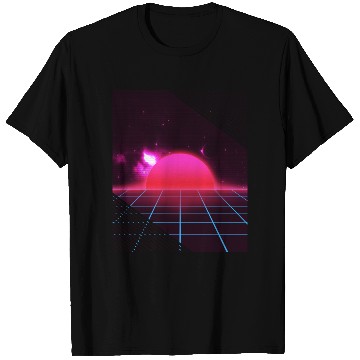 Discover Sundown sunrise Scenery in a Retro 80s 90s Grid T Shirts