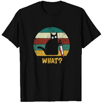 Discover WHAT Murderous Cat With Knife Vintage Halloween T Shirts