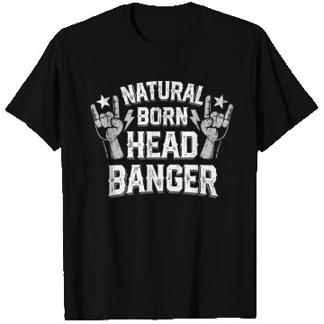 Discover Natural born Headbanger Devil horns Heavy Metal T Shirts