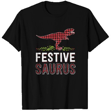 Discover Festive Saurus T Rex Red Plaid Matching Family T Shirts